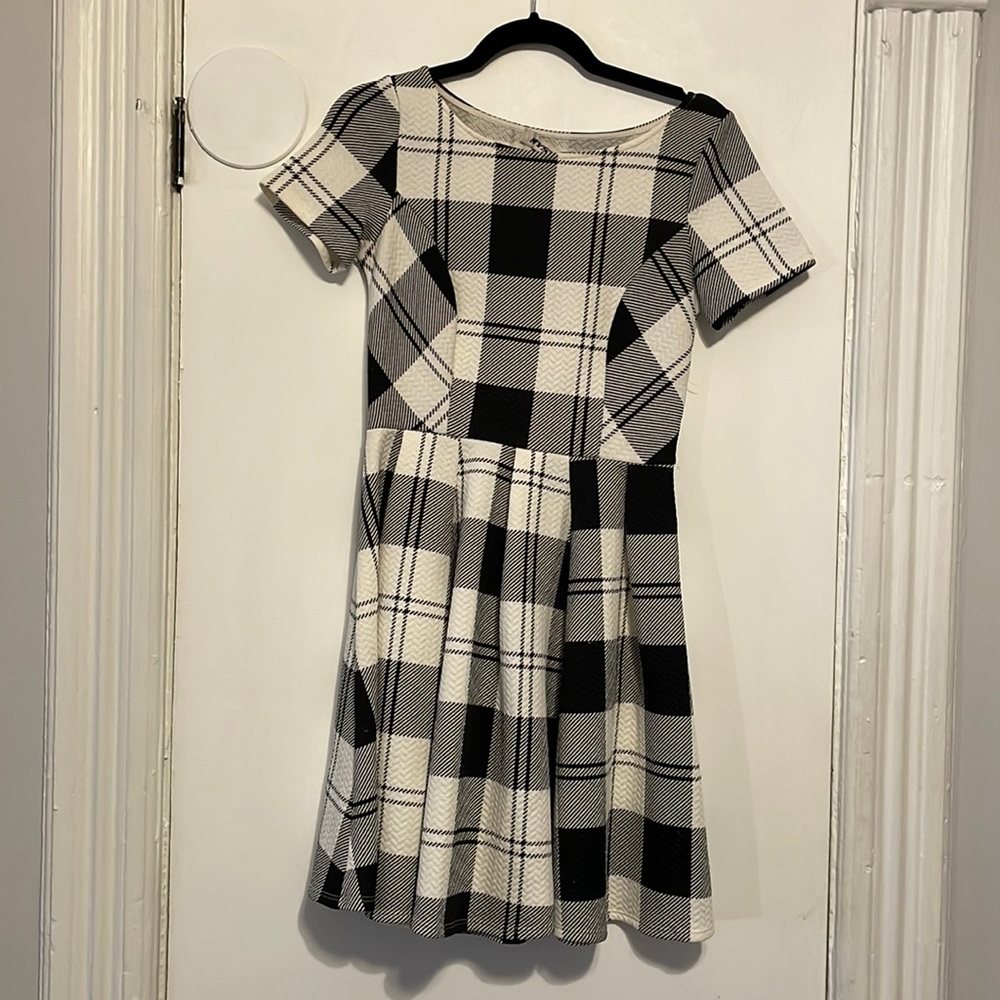 Black and White Checkered Babydoll Dress